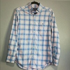 Vineyard Vines Blue and Pink Plaid Button-Down Shirt